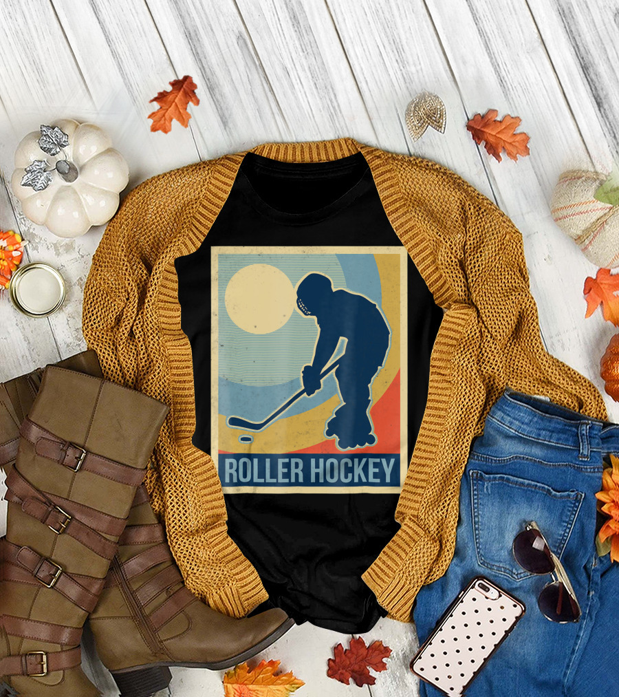 Retro Roller Hockey Vintage Silhouette Player T-Shirt