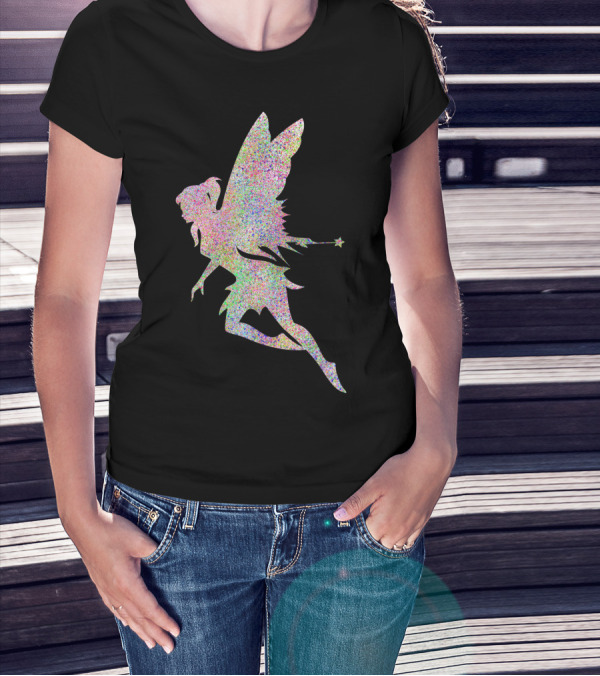 Cute Fairy Girl Glitter Rainbow T-Shirt