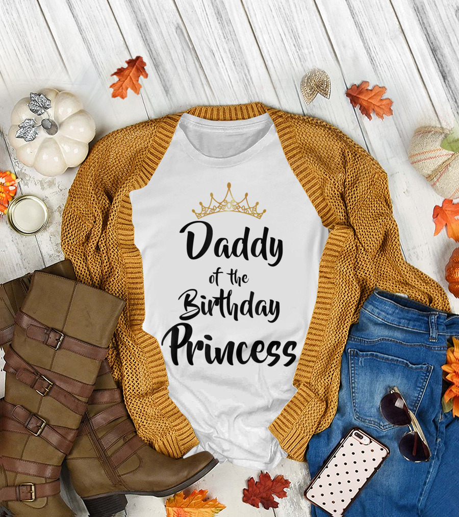 Daddy of the Birthday Princess Gold Crown T-Shirt