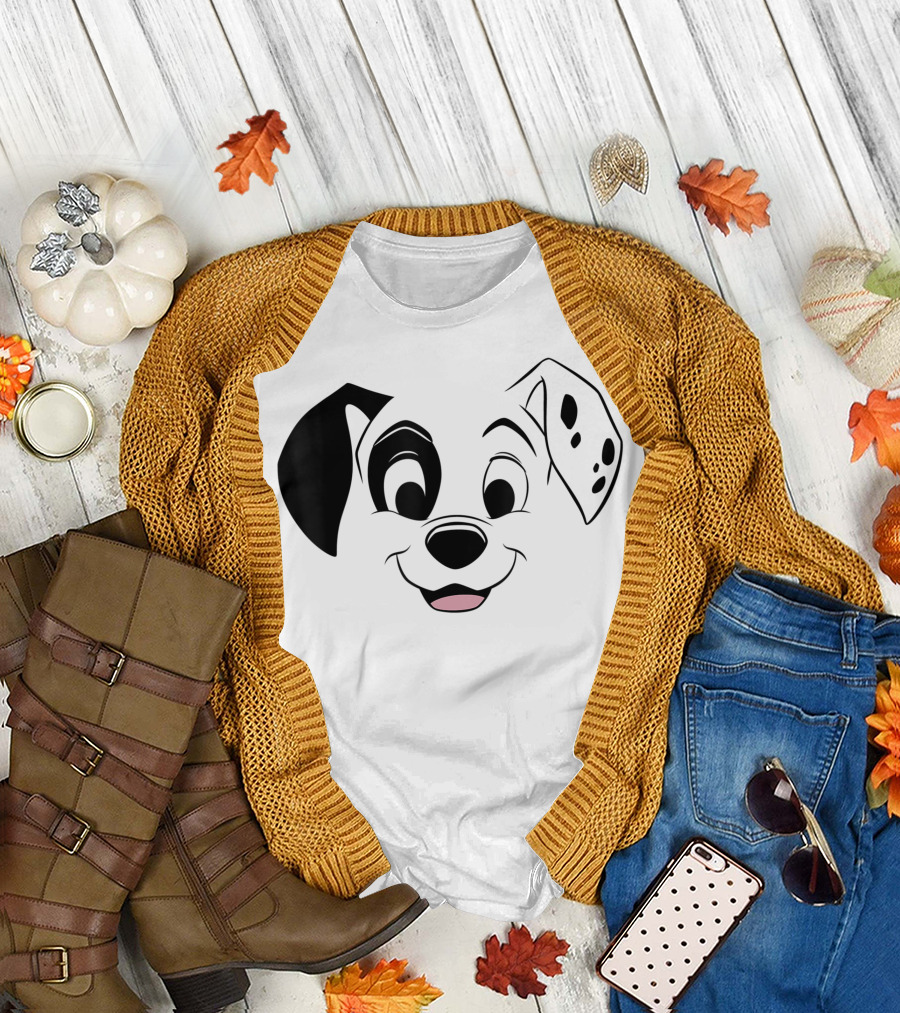 Disney 101 Dalmatians Patch Face Black T-Shirt