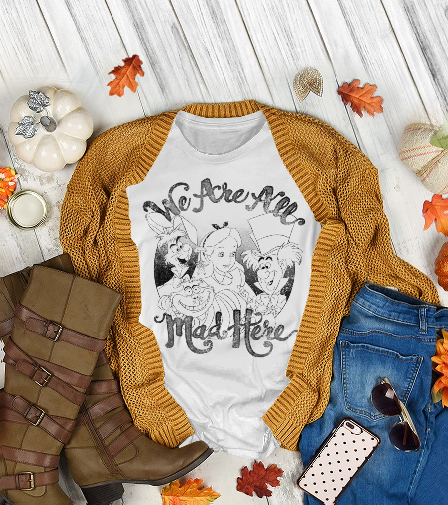 Disney Alice In Wonderland We Are All Mad Here Group Shot T-Shirt