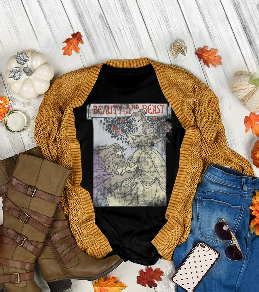 Disney Beauty And The Beast Belle And Beast Rose Scene T-Shirt