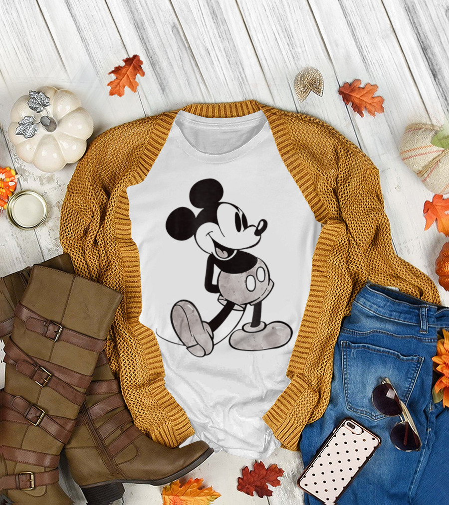 Disney Vintage Style Black And White Mickey Mouse Classic T-Shirt