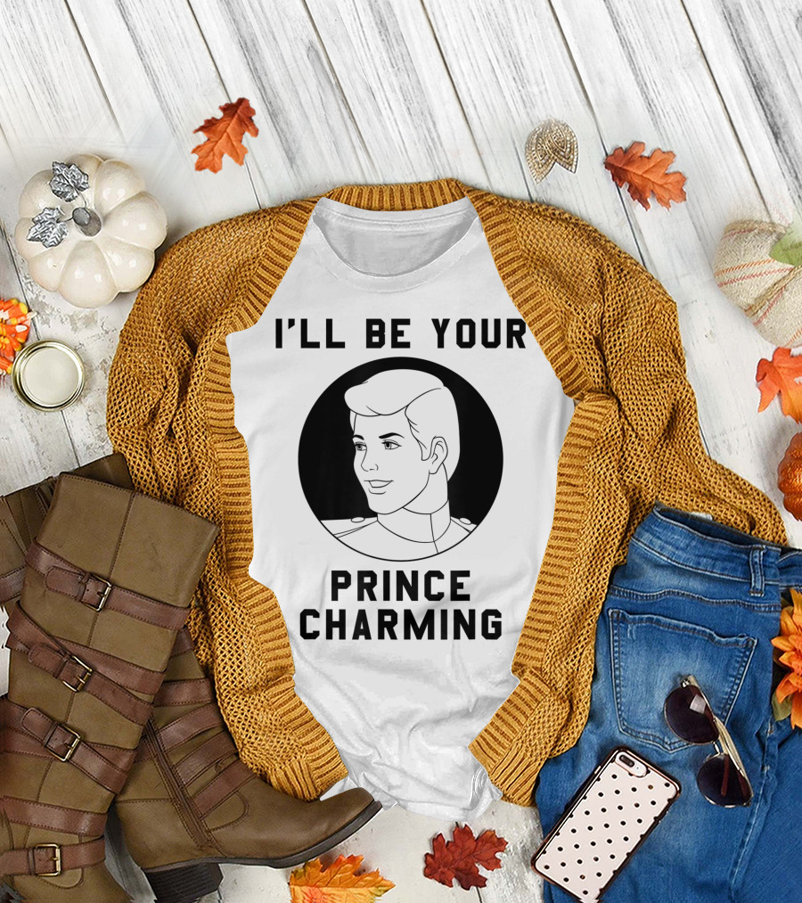 Disney Cinderella I'll Be Your Prince Charming Dark Font T-Shirt