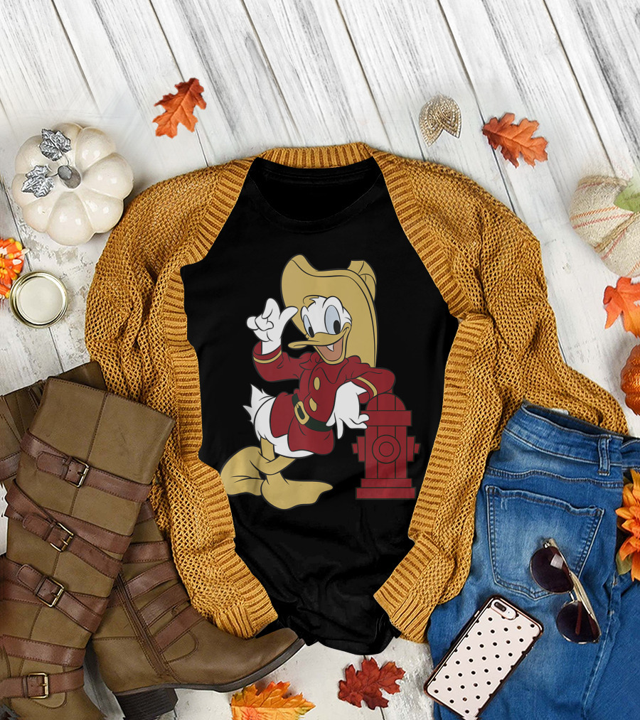 Disney Donald Duck Firefighter Hydrant Pose T-Shirt