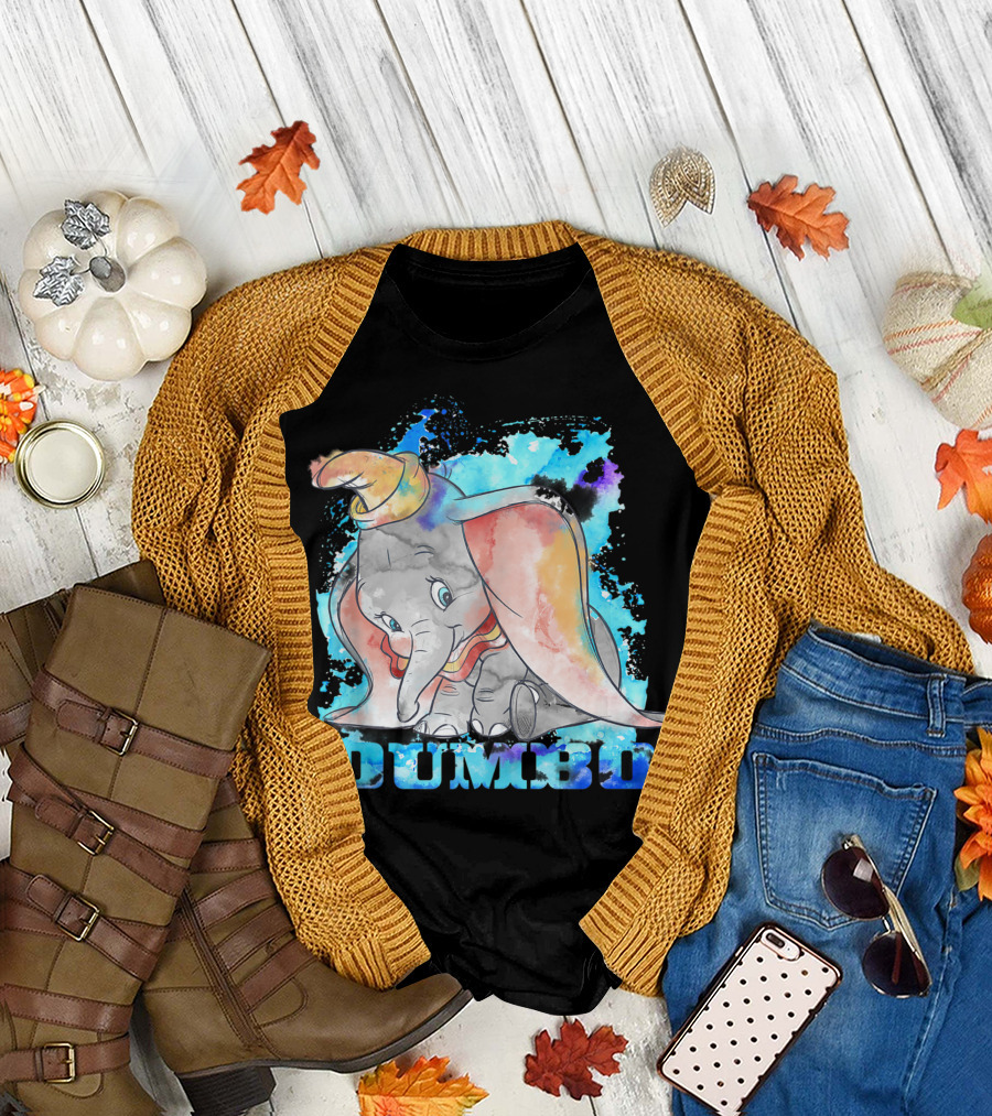 Disney Dumbo Watercolor Blue Splash T-Shirt