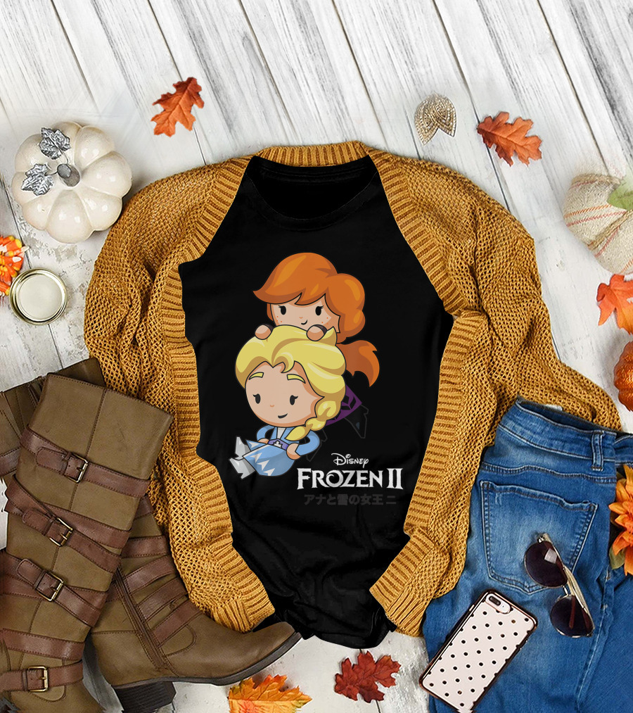 Disney Frozen 2 Elsa and Anna Chibi Style T-Shirt