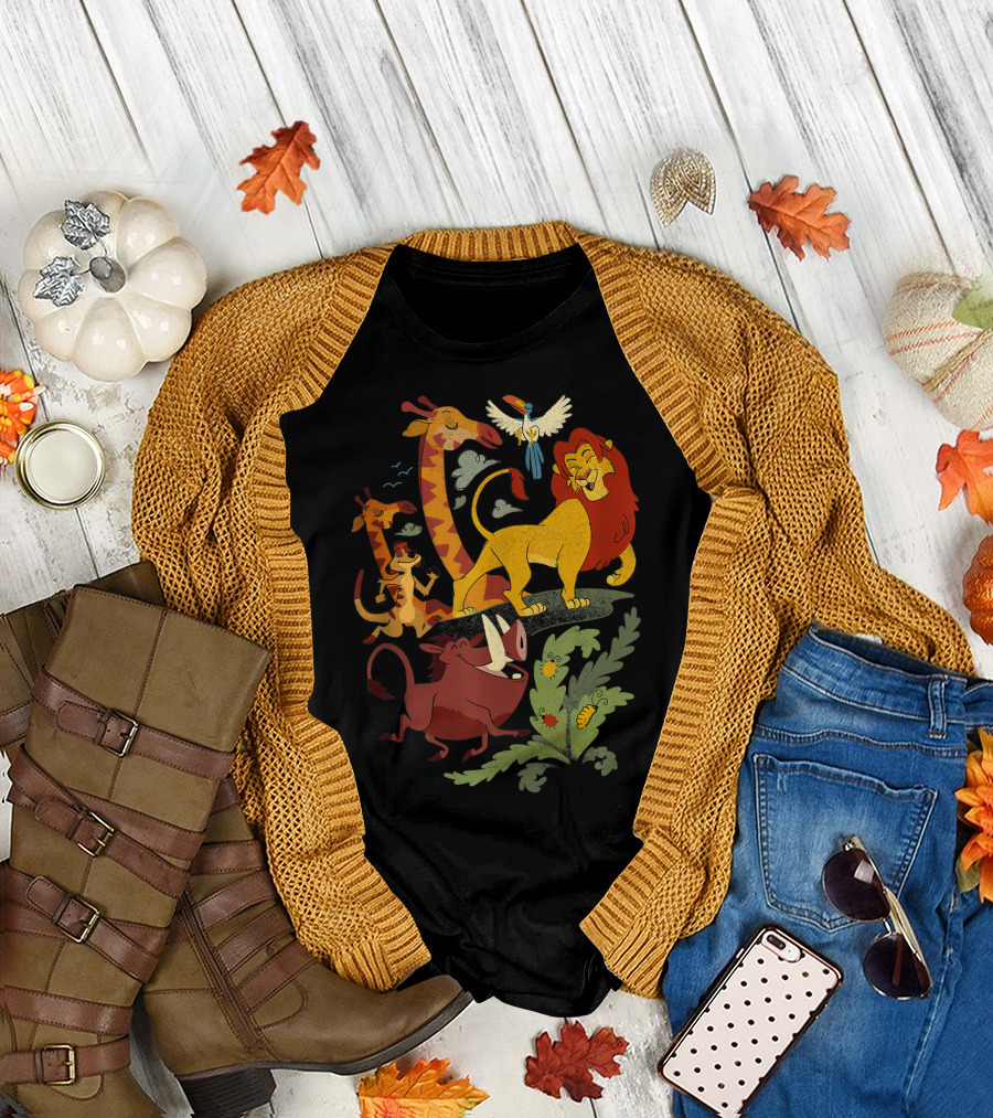 Disney Lion King Animated Characters Simba Timon Pumbaa Zazu Friends T-Shirt
