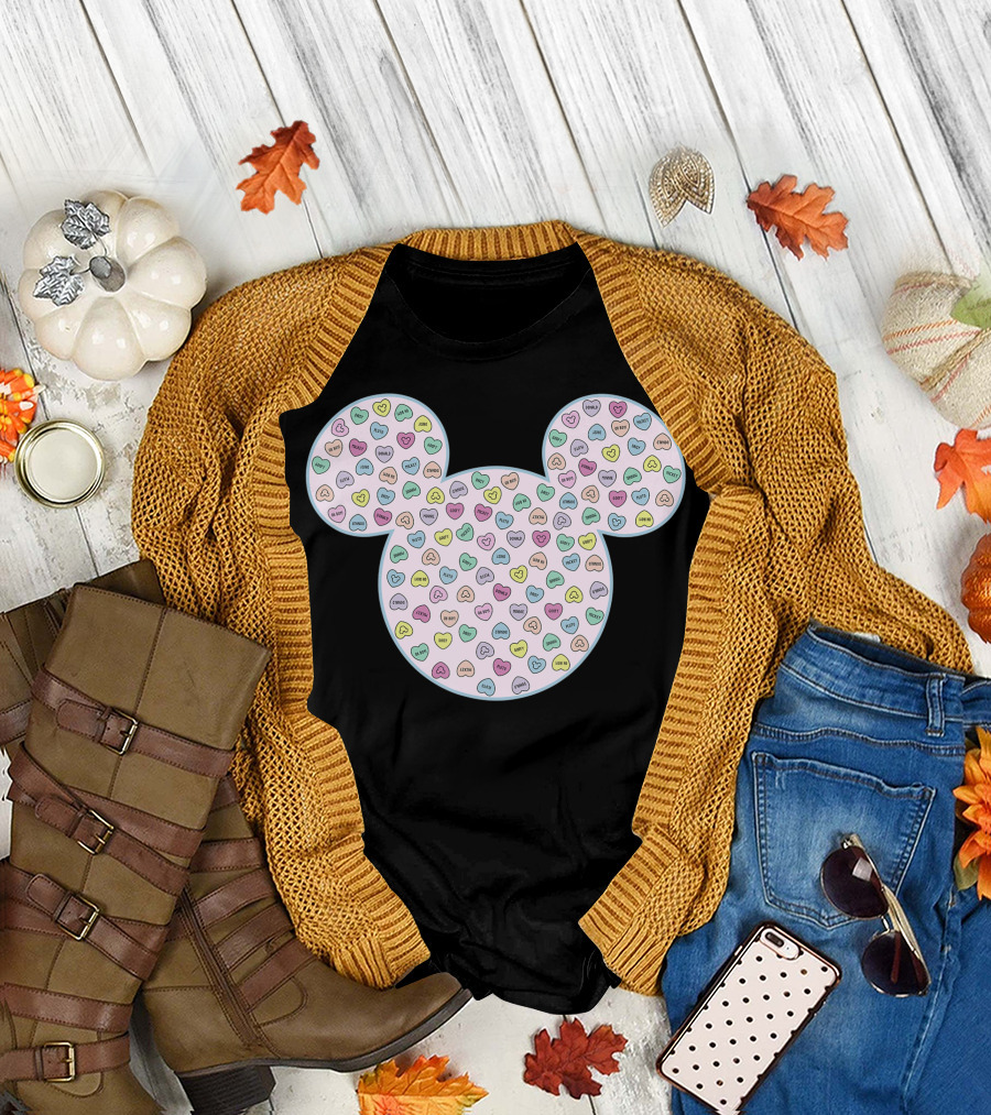 Disney Mickey and Friends Candy Hearts Love Sweet Wishes T-Shirt