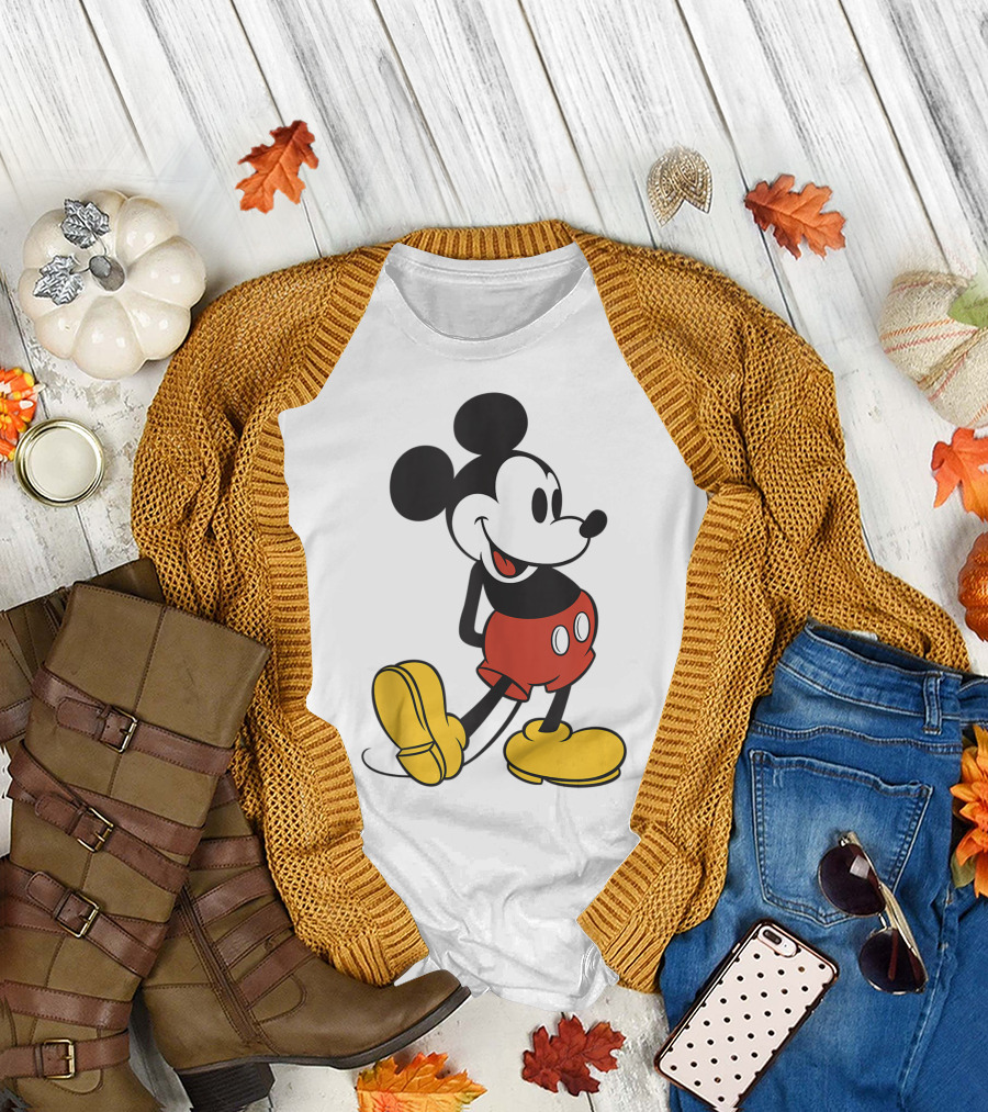 Disney Mickey And Friends Mickey Mouse Shy Red Shorts Yellow Shoes T-Shirt