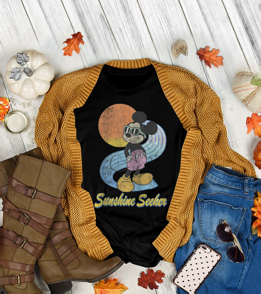 Disney Mickey Mouse Sunshine Seeker Retro Style Sunset Vibes T-Shirt