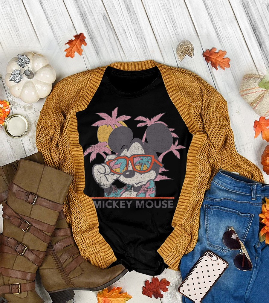 Mickey Mouse Tropical Sunglasses Palm Trees Retro Sun T-Shirt