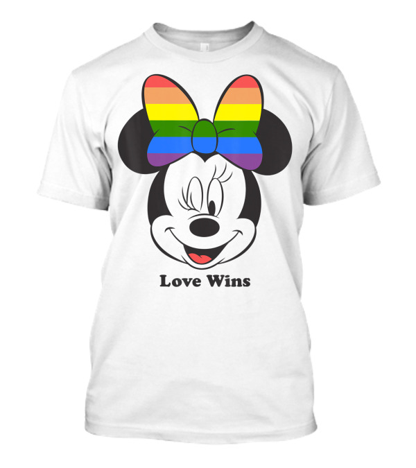Disney Mickey And Friends Minnie Pride Love Wins Rainbow Bow T-Shirt