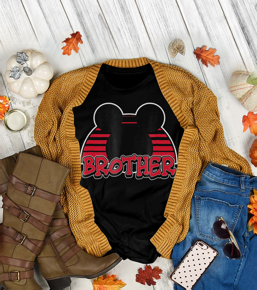 Brother Mickey Mouse Ears Striped T-Shirt