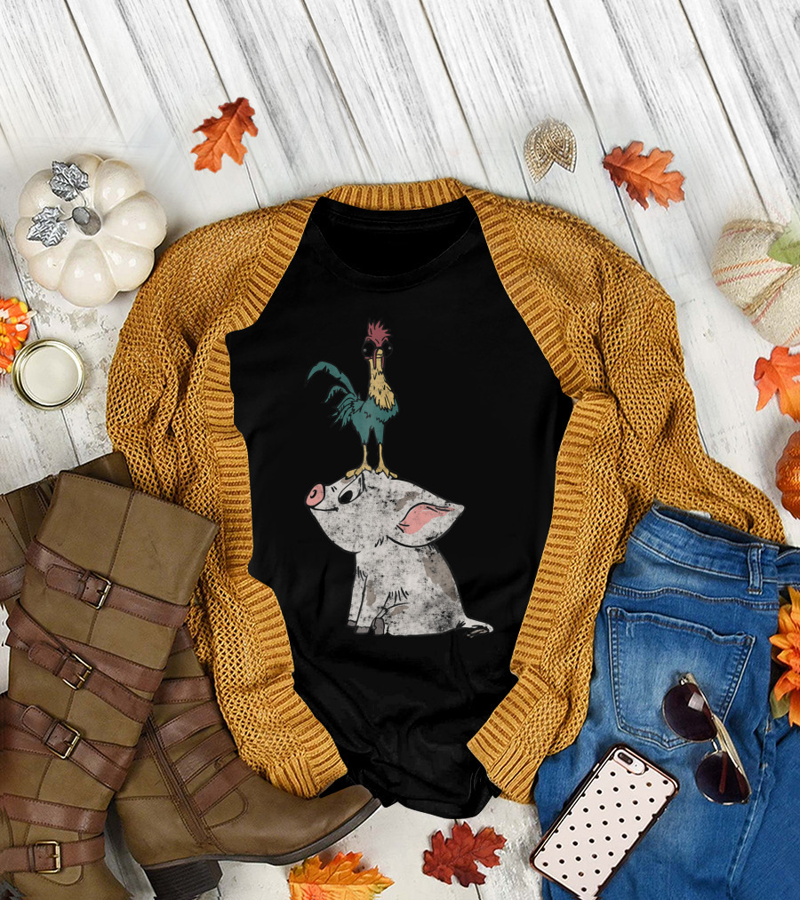 Moana Hei Hei Standing on Pua Disney Characters T-Shirt