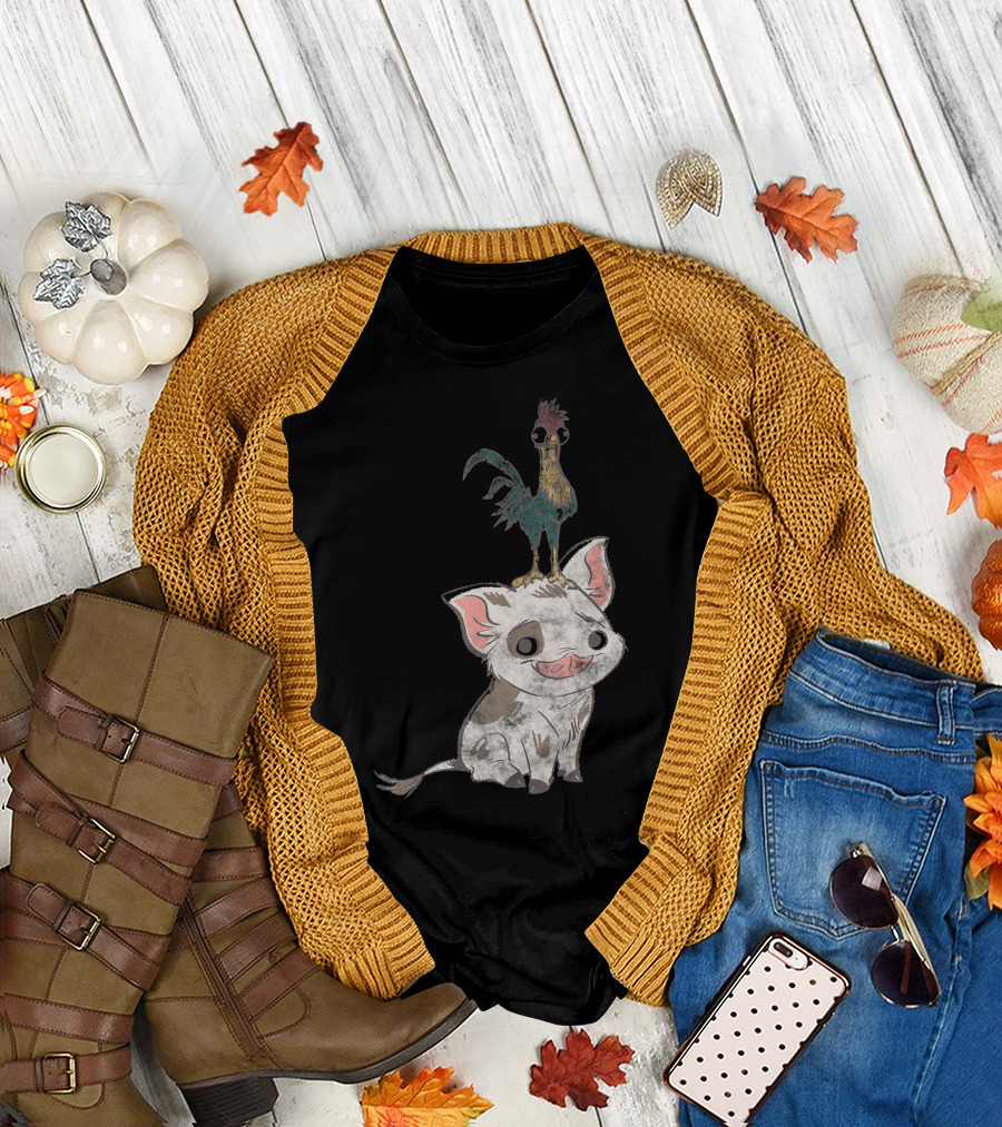 Disney Moana Pua And Hei Hei Cute Cartoon Friends T-Shirt