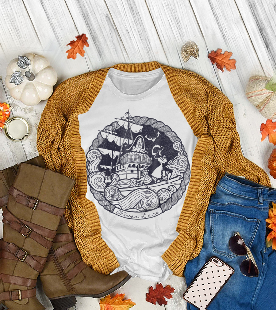 Disney Peter Pan Captain Hook Never Land Ship Stamp T-Shirt