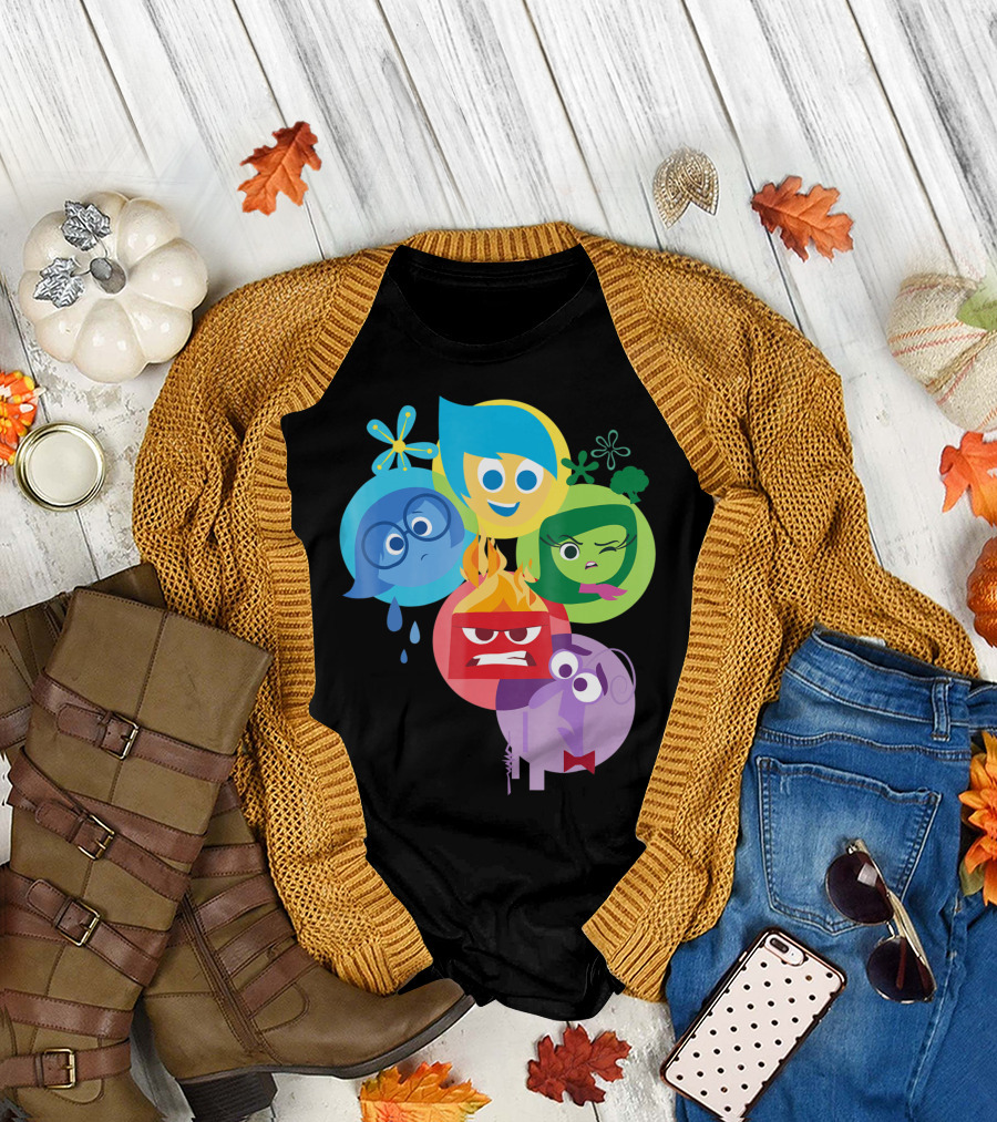Disney Pixar Inside Out Joy Sadness Fear Anger Disgust Emotions Iconic Characters T-Shirt