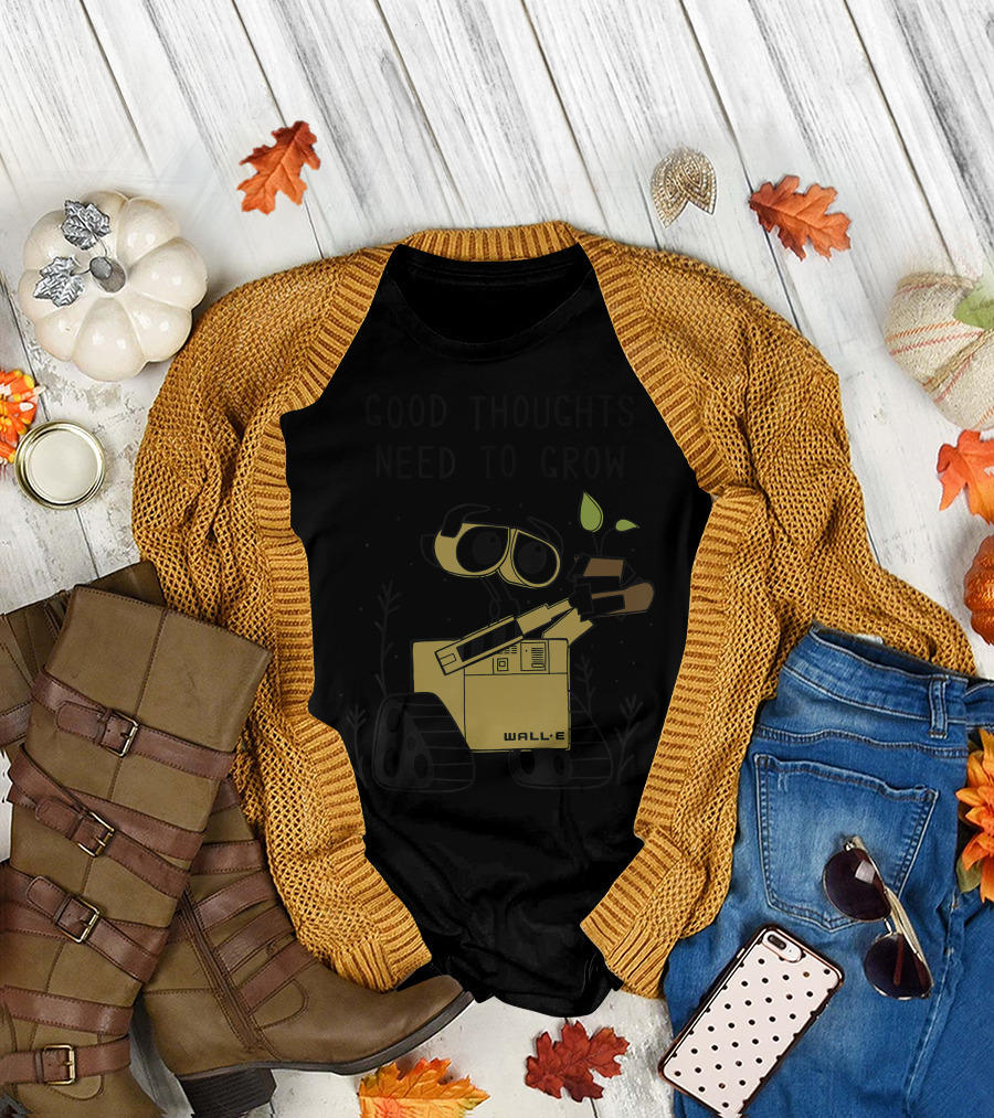 Disney Pixar Wall E Good Thoughts Need To Grow Nurturing Robot with Plant T-Shirt