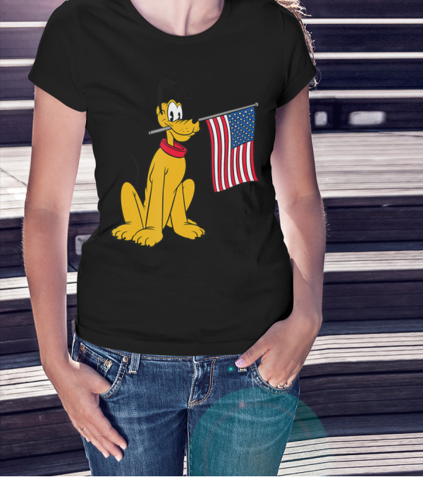 Pluto American Flag Disney Patriotic T-Shirt