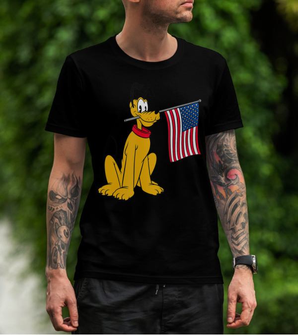 Pluto American Flag Disney Patriotic T-Shirt