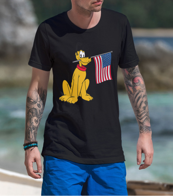 Pluto American Flag Disney Patriotic T-Shirt