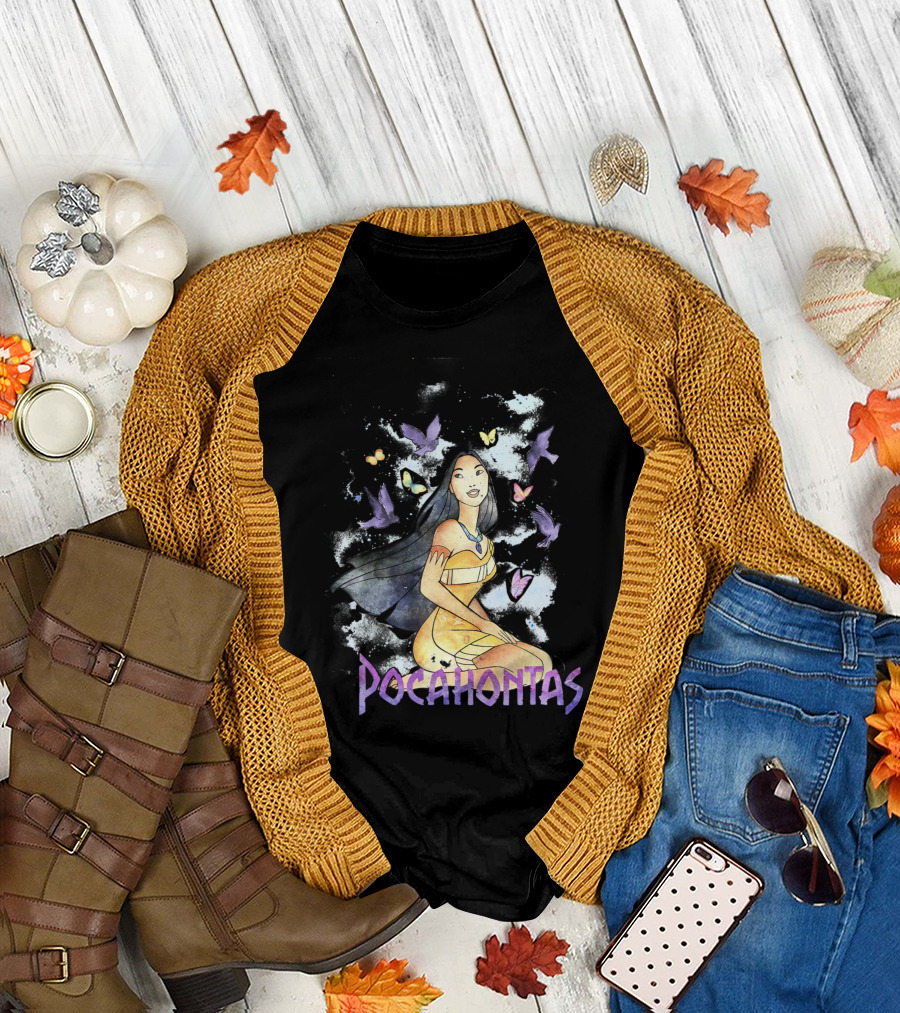 Pocahontas Disney Butterflies Watercolors Of The Wind T-Shirt