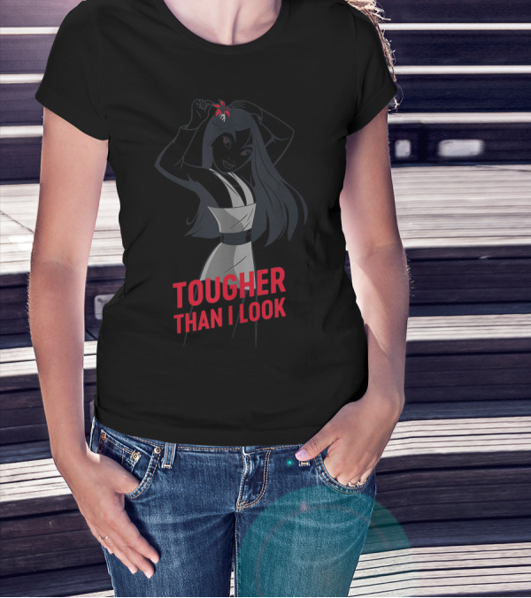 Disney Mulan Tougher Than I Look Red Text Black T-Shirt