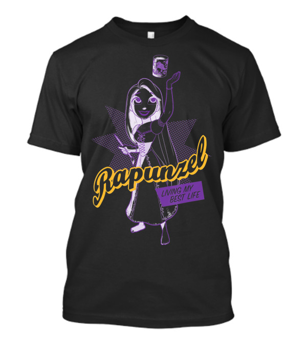 Rapunzel Living My Best Life Disney Princess Comic Outline T-Shirt