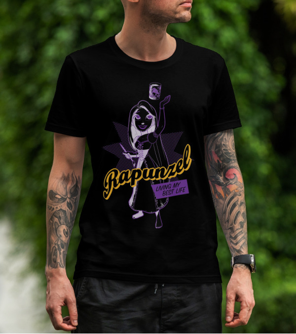 Rapunzel Living My Best Life Disney Princess Comic Outline T-Shirt