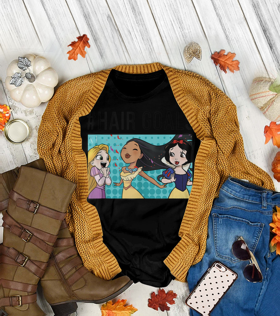 HairGoals Disney Princess Rapunzel Pocahontas Snow White Comic Panel T-Shirt