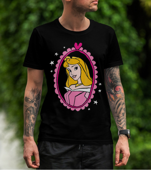 Disney Princess Aurora Sleeping Beauty Pink Heart Frame T-Shirt