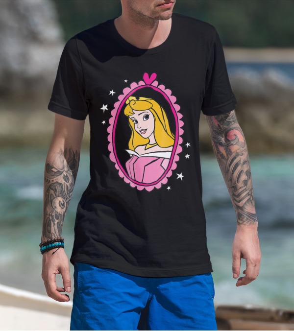 Disney Princess Aurora Sleeping Beauty Pink Heart Frame T-Shirt