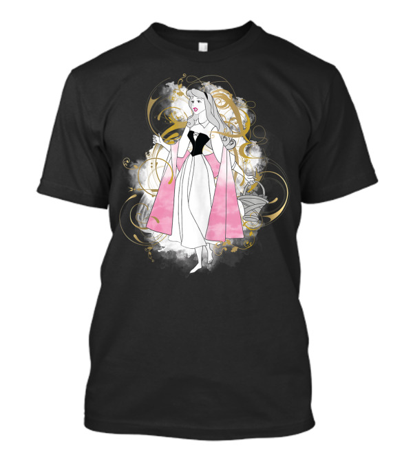 Disney Princess Sleeping Beauty Aurora Elegant Swirls Pink Dress T-Shirt