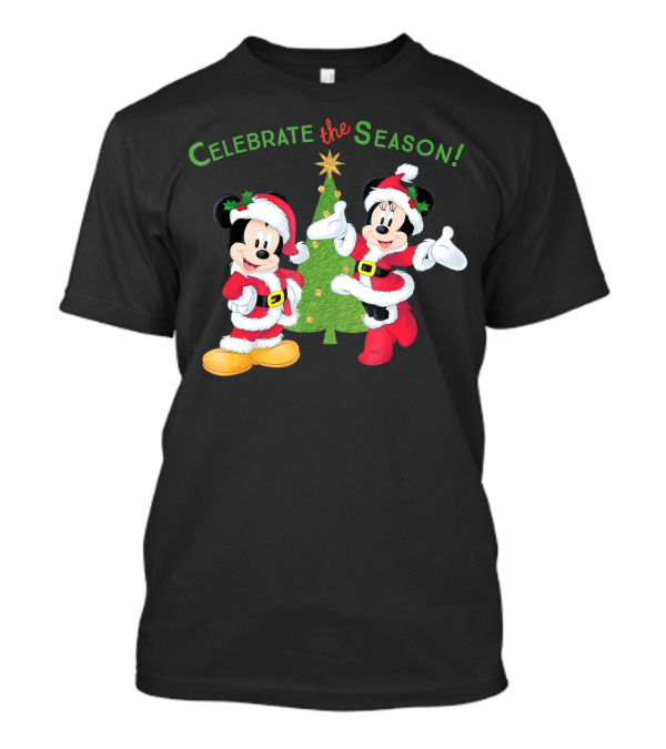 Celebrate The Season Disney Santa Mickey Minnie Holiday T-Shirt