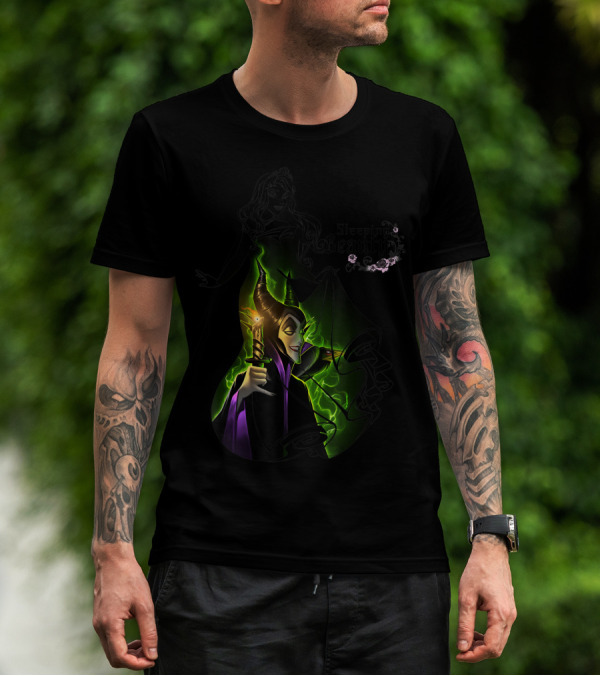 Sleeping Beauty Aurora With Maleficent Green Magic Aurora Dress T-Shirt