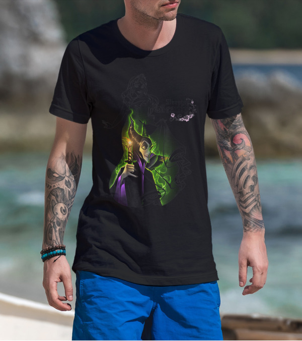 Sleeping Beauty Aurora With Maleficent Green Magic Aurora Dress T-Shirt