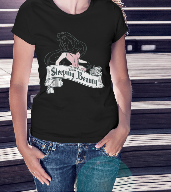 Disney Sleeping Beauty Aurora Sketch Illustration Ribbon Banner T-Shirt