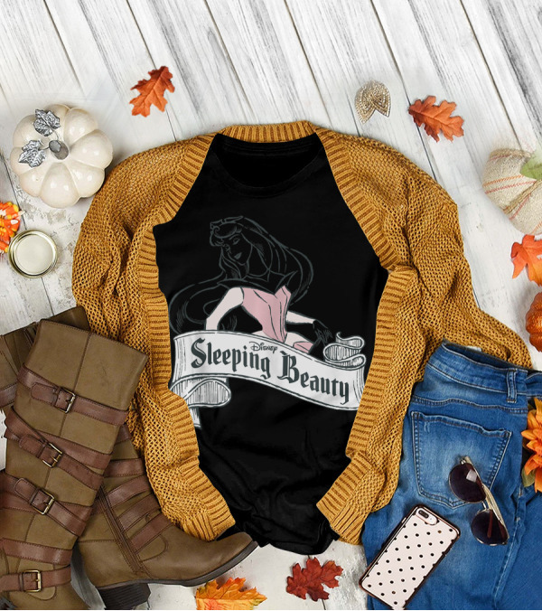 Disney Sleeping Beauty Aurora Sketch Illustration Ribbon Banner T-Shirt