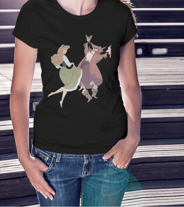 Disney Sleeping Beauty Briar Rose And Owl Dance With Forest Animals T-Shirt