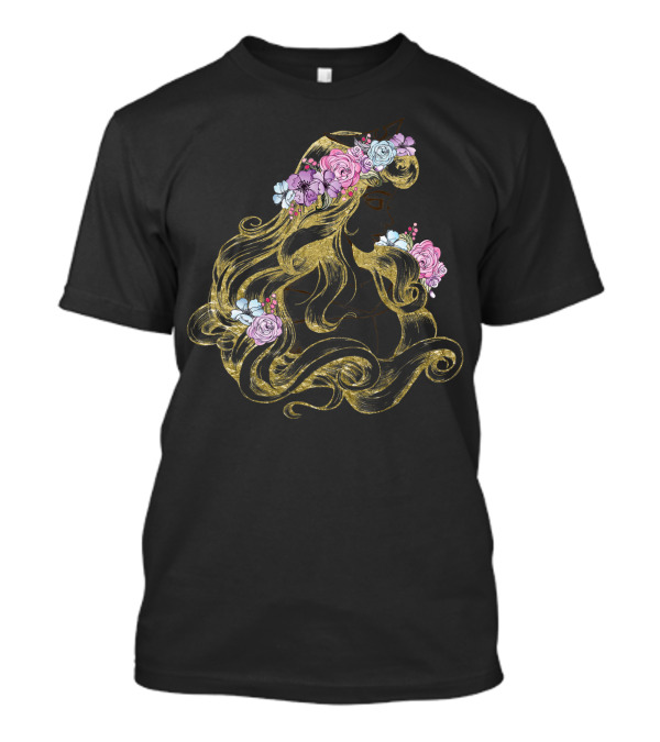 Disney Sleeping Beauty Floral Silhouette With Colorful Flowers T-Shirt