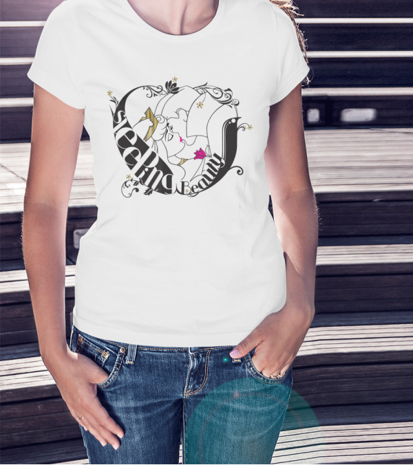 Disney Sleeping Beauty Magic Kiss Black Floral T-Shirt