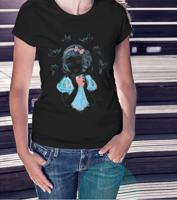 Disney Snow White Birds Apple Sketch T-Shirt