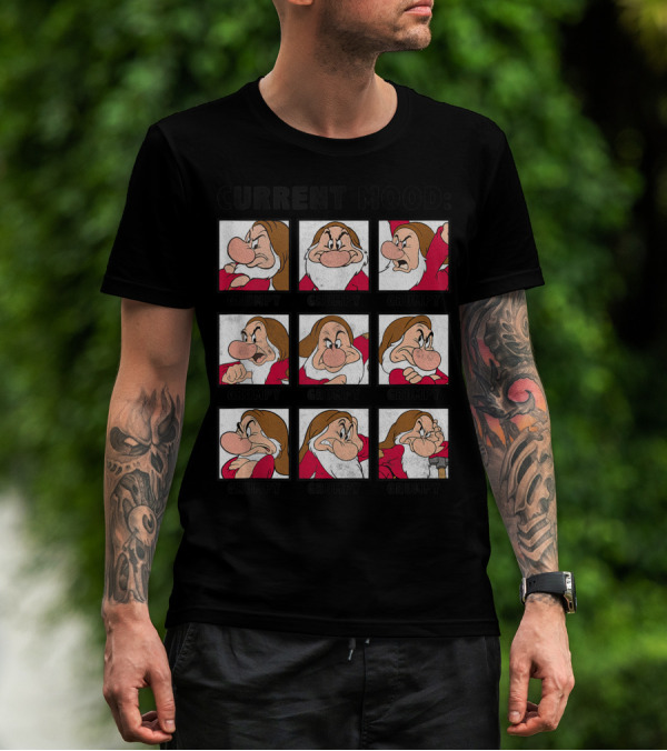 Current Mood Disney Snow White Grumpy Panel Grid T-Shirt