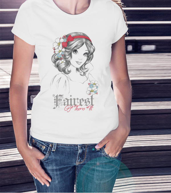 Disney Snow White Fairest Of Them All Floral Sketch T-Shirt