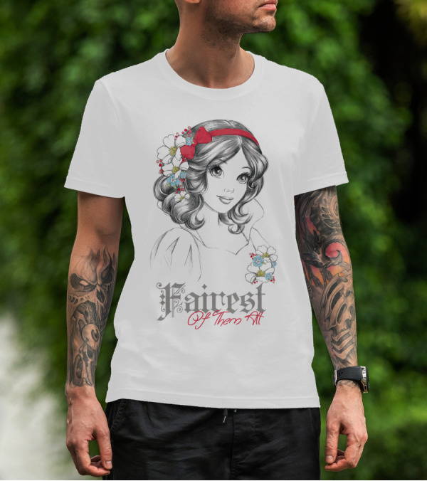 Disney Snow White Fairest Of Them All Floral Sketch T-Shirt