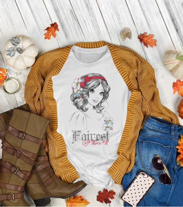 Disney Snow White Fairest Of Them All Floral Sketch T-Shirt