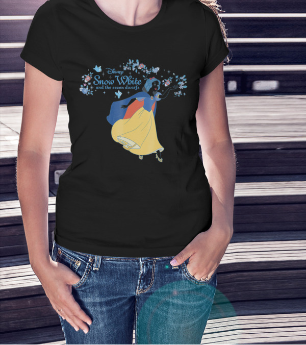 Disney Snow White And The Seven Dwarfs Floral Colorful T-Shirt
