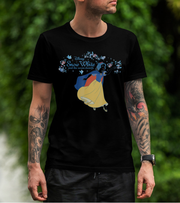 Disney Snow White And The Seven Dwarfs Floral Colorful T-Shirt