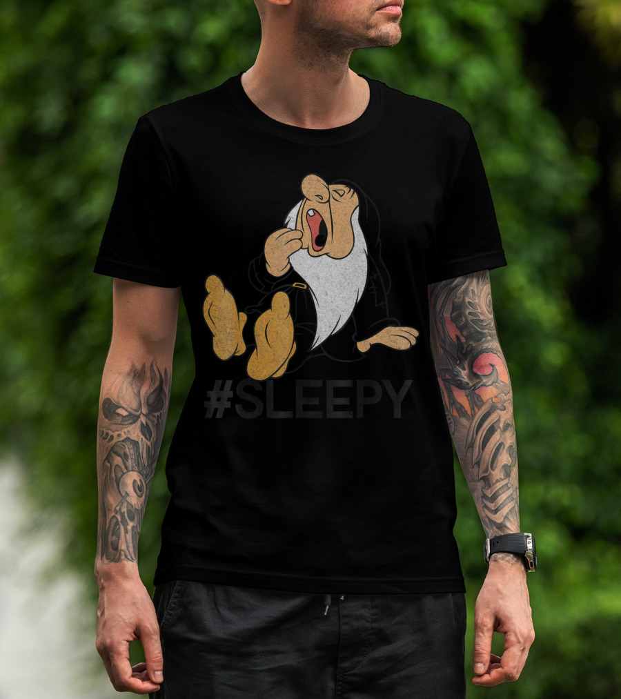 Disney Snow White #Sleepy Dwarf Yawning Image T-Shirt